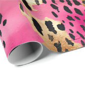 ピンクガーリー金ゴールドグラムヒョウ印刷抽象芸術 ラッピングペーパー (ロールコーナー)