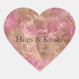 ピンクガーリー金ゴールドグラムヒョウ印刷 ハートシール