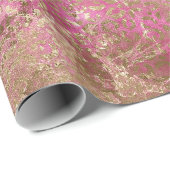 ピンクガーリー金ゴールドグラムヒョウ印刷 ラッピングペーパー (ロールコーナー)