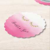 ピンクガーリー金ゴールドグリッターまつげ ペーパーコースター (アングル)