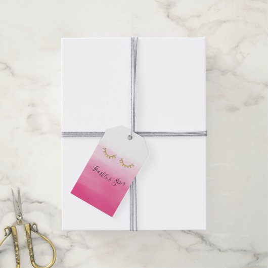 ピンクガーリー金ゴールドグリッターまつ毛誕生日 ギフトタグ (より糸付き)