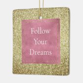 ピンクガーリー金ゴールドグリッタースパルクルグリッツ セラミックオーナメント (左)