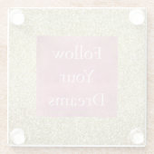 ピンクガーリー金ゴールドグリッタースパークルグリッツ ガラスコースター (裏面)