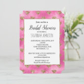 ピンクガーリー金ゴールドグリッターダイヤモンド招待状 招待状 (スタンド正面)