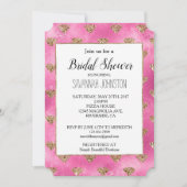 ピンクガーリー金ゴールドグリッターダイヤモンド招待状 招待状 (正面)