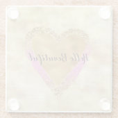 ピンクガーリー金ゴールドグリッターハート ガラスコースター (裏面)