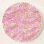 ピンクガーリー金ゴールドグリッターヒョウ印刷 コースター (正面)