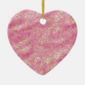 ピンクガーリー金ゴールドグリッターヒョウ印刷 セラミックオーナメント (正面)