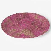 ピンクガーリー金ゴールドグリッターマーメイドグリッツ ペーパープレート (アングル)
