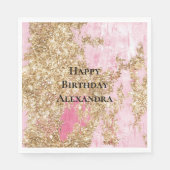 ピンクガーリー金ゴールドグリッター誕生日 スタンダードランチョンナプキン (正面)