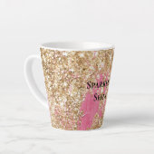 ピンクガーリー金ゴールドグリッター カフェラテマグ (左アングル)