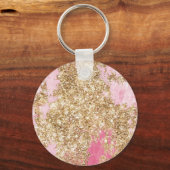 ピンクガーリー金ゴールドグリッター キーホルダー (裏面)