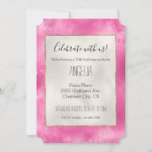 ピンクガーリー金ゴールドグリッター 招待状 (正面)