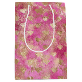 ピンクガーリー金ゴールドグレームダイヤモンド ミディアムペーパーバッグ