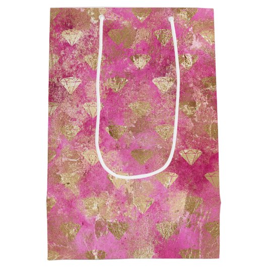 ピンクガーリー金ゴールドグレームダイヤモンド ミディアムペーパーバッグ (裏面)