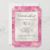 ピンクガーリー金ゴールドダイヤモンド 招待状 (正面)