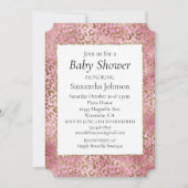 ピンクガーリー金ゴールドヒョウ印刷 招待状 (正面)