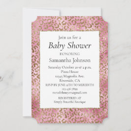 ピンクガーリー金ゴールドヒョウ印刷 招待状