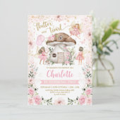 ピンクガーリー金ゴールドフェアリーガーデンバースデーパーティー 招待状 (スタンド正面)