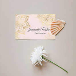 ピンクガーリー金ゴールドマンダラヨガインストラクターフローラ 名刺