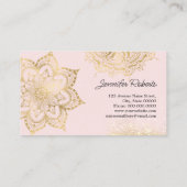 ピンクガーリー金ゴールドマンダラヨガインストラクターフローラ 名刺 (裏面)