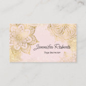 ピンクガーリー金ゴールドマンダラヨガインストラクターフローラ 名刺 (正面)