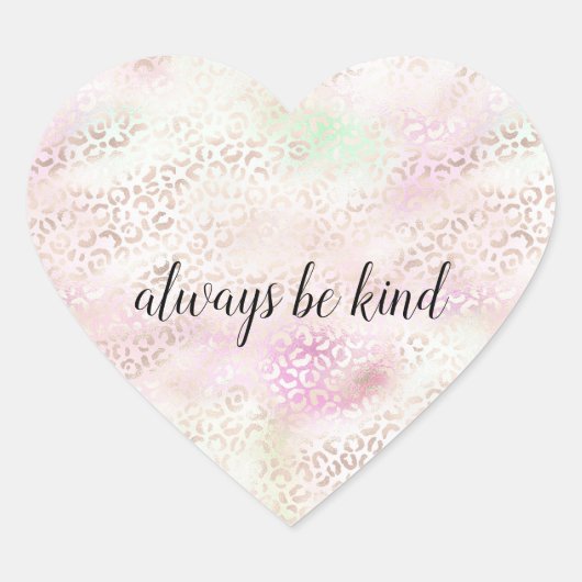 ピンクガーリー金ゴールドミントグラムヒョウ印刷 ハートシール (正面)