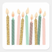 ピンクガーリー金ゴールド誕生日ハッピーバースデープリティガール スクエアシール (正面)