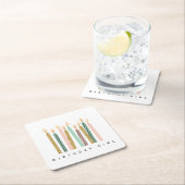 ピンクガーリー金ゴールド誕生日ハッピーバースデープリティガール スクエアペーパーコースター (インサイチュ)