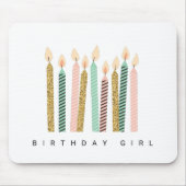 ピンクガーリー金ゴールド誕生日ハッピーバースデープリティガール マウスパッド (正面)