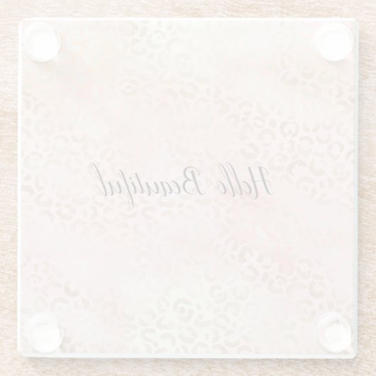 ピンクガーリー金ゴールド赤面ヒョウ印刷コースター ガラスコースター (裏面)