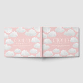 ピンクガーリー雲9ベビーシャワーモダンミニマル ゲストブック (全面)