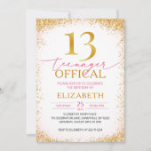 ピンクガーリー13誕生日 招待状 (正面)