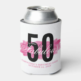 ピンクガーリー50と素晴らしい水のカラー誕生日 缶クーラー