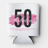 ピンクガーリー50と素晴らしい水のカラー誕生日 缶クーラー (正面)