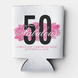 ピンクガーリー50と素晴らしい水のカラー誕生日 缶クーラー
