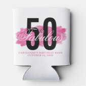 ピンクガーリー50と素晴らしい水のカラー誕生日 缶クーラー (裏面)