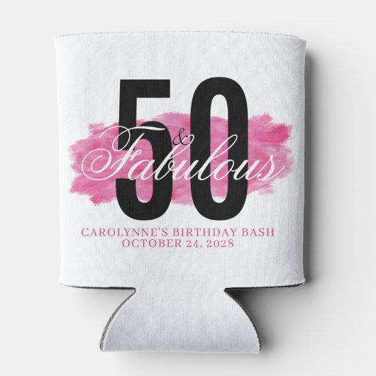 ピンクガーリー50と素晴らしい水のカラー誕生日 缶クーラー (裏面)