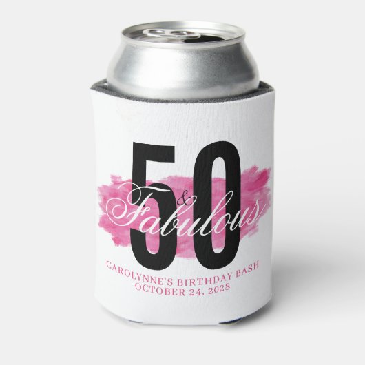 ピンクガーリー50と素晴らしい水のカラー誕生日 缶クーラー (缶裏面)