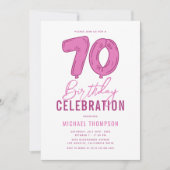 ピンクガーリー70歳の誕生日パーティー 招待状 (正面)