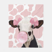 ピンクガーリー・バ吹ブルガム牛 フリースブランケット (正面)