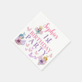 ピンクガーリー&パープルフェアリープリンセス誕生日 スタンダードカクテルナプキン (角)
