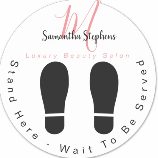 ピンクガーリー&ブラックサロン待ち時間はこちらフロアシール シール (正面)