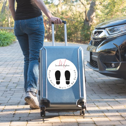 ピンクガーリー&ブラックサロン待ち時間はこちらフロアシール シール (スーツケースインサイチュ)