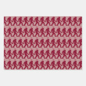 ピンクガーリー&レッドビッグフートサンタユニーククリスマス ラッピングペーパーシート (正面3)