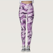 ピンクガーリー/紫の木地カモフラージパターン レギンス (正面)