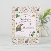 ピンクガーリーSt patricks day子供の誕生日 招待状 (スタンド正面)