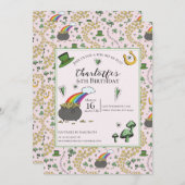 ピンクガーリーSt patricks day子供の誕生日 招待状 (正面/裏面)