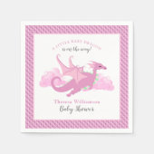 ピンクガールお洒落ドラゴンベビーシャワー スタンダードカクテルナプキン (正面)