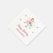 ピンクガールかわいらしバレリーナ誕生日パーティー スタンダードカクテルナプキン (角)